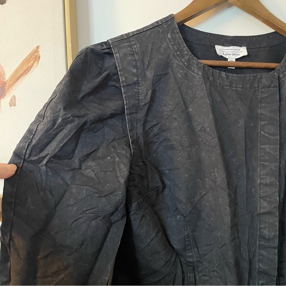 & Other Stories Puff-Sleeve Button Detail Denim Mini Dress in Washed Black sz 8 - Picture 7 of 10